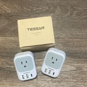 TESSAN White and Gray Wall Outlet Extender Brazil Power Adapters